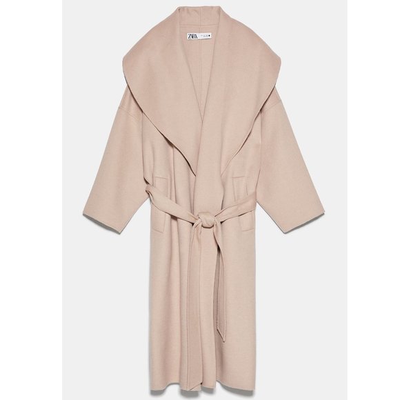 Zara Shawl Collar Belted Wrap Coat - Picture 10 of 12